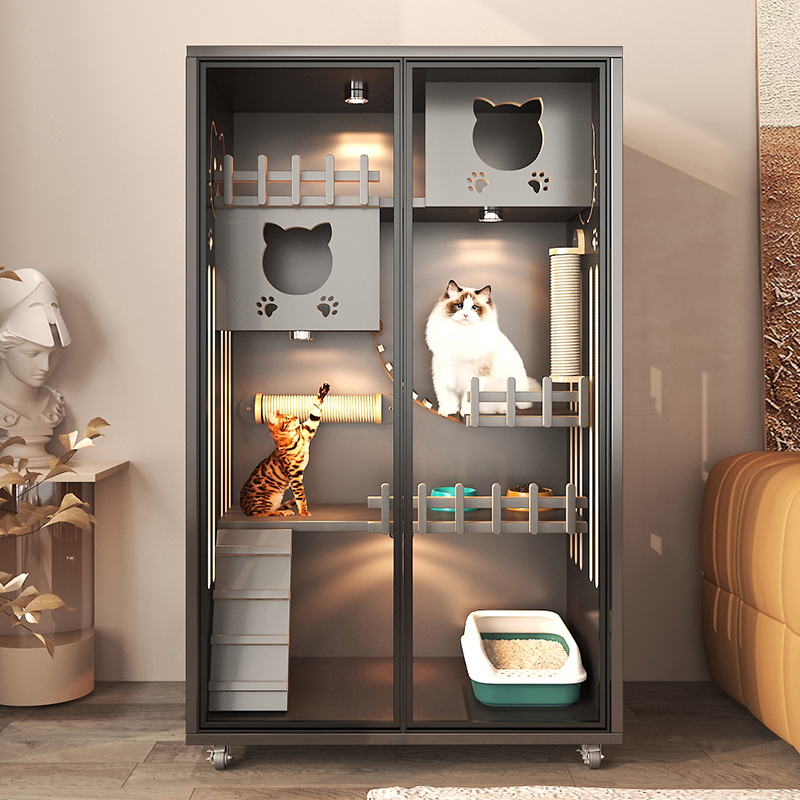 What are the precautions for cleaning and maintaining a cat villa?