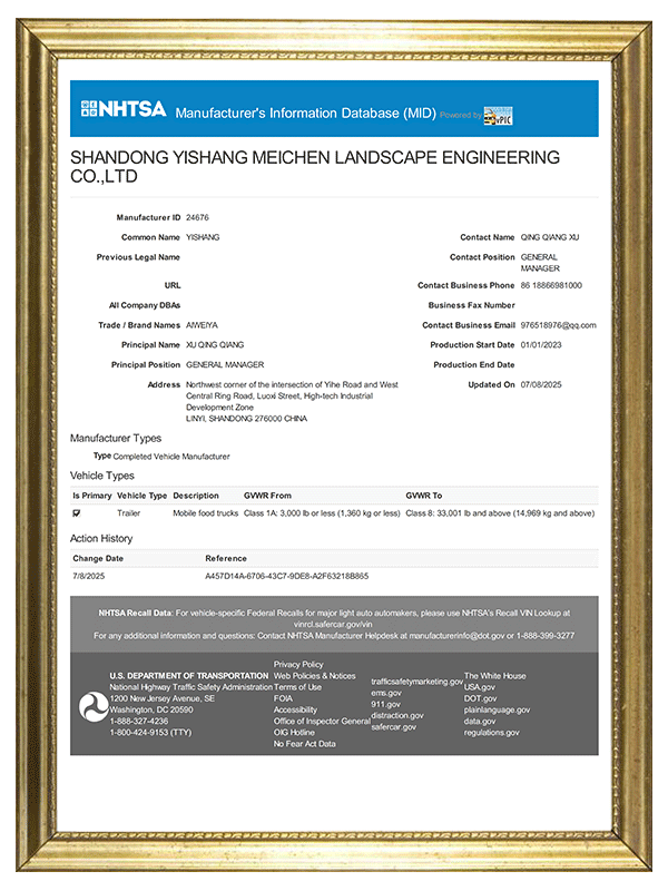 DOT certificate