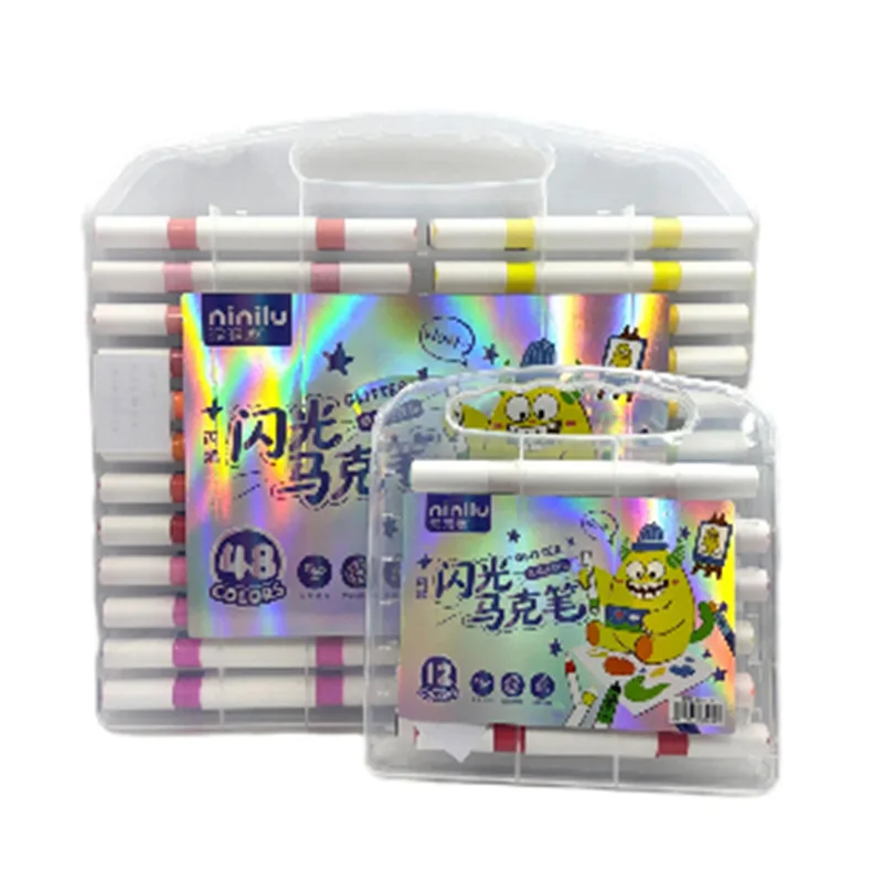 Nini Deer White Barrel Glitter Dual Tip (Single Tip) Markers