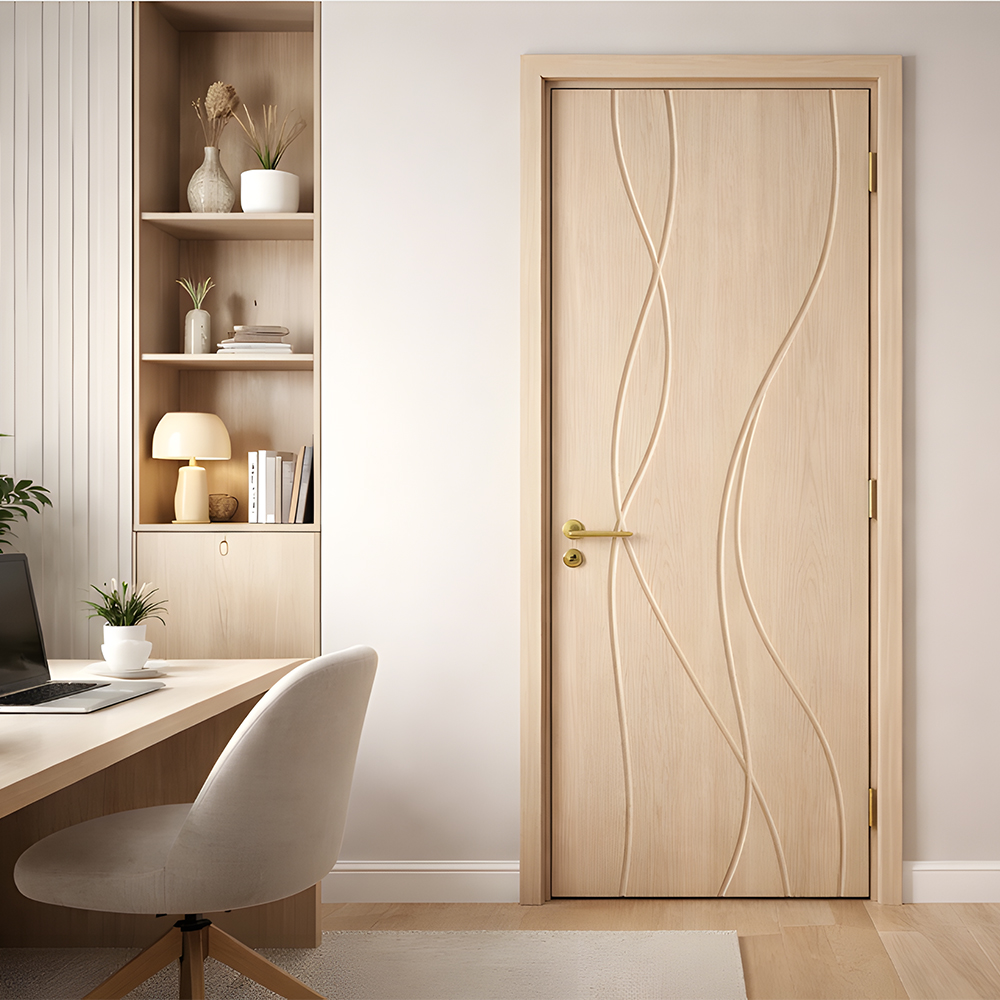 Chantadoor High Quality WPC Door Waterproof Fire Resistant Soundproof Wood Plastic Composite Interior Door Customized Colors Sizes for Home Hotel Office Apartment