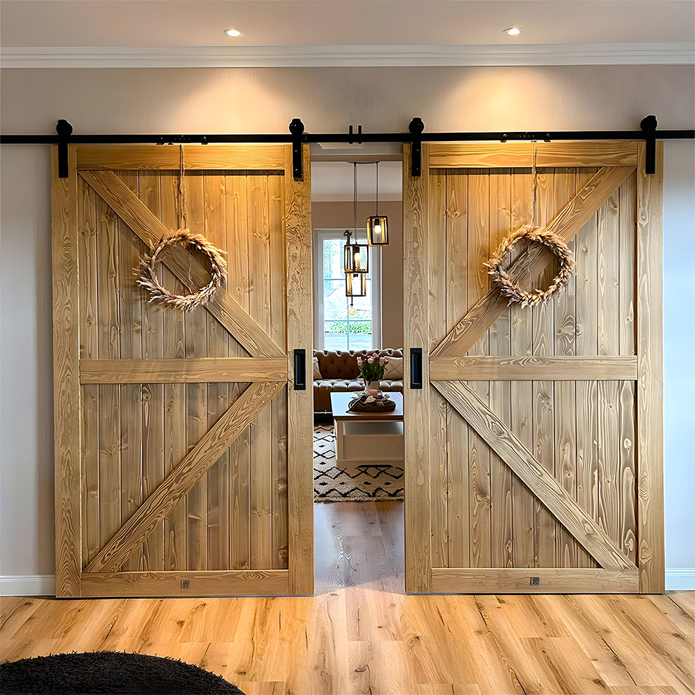 Solid Wood Barn Door – Rustic Sliding Interior Farmhouse Door with Hardware Kit