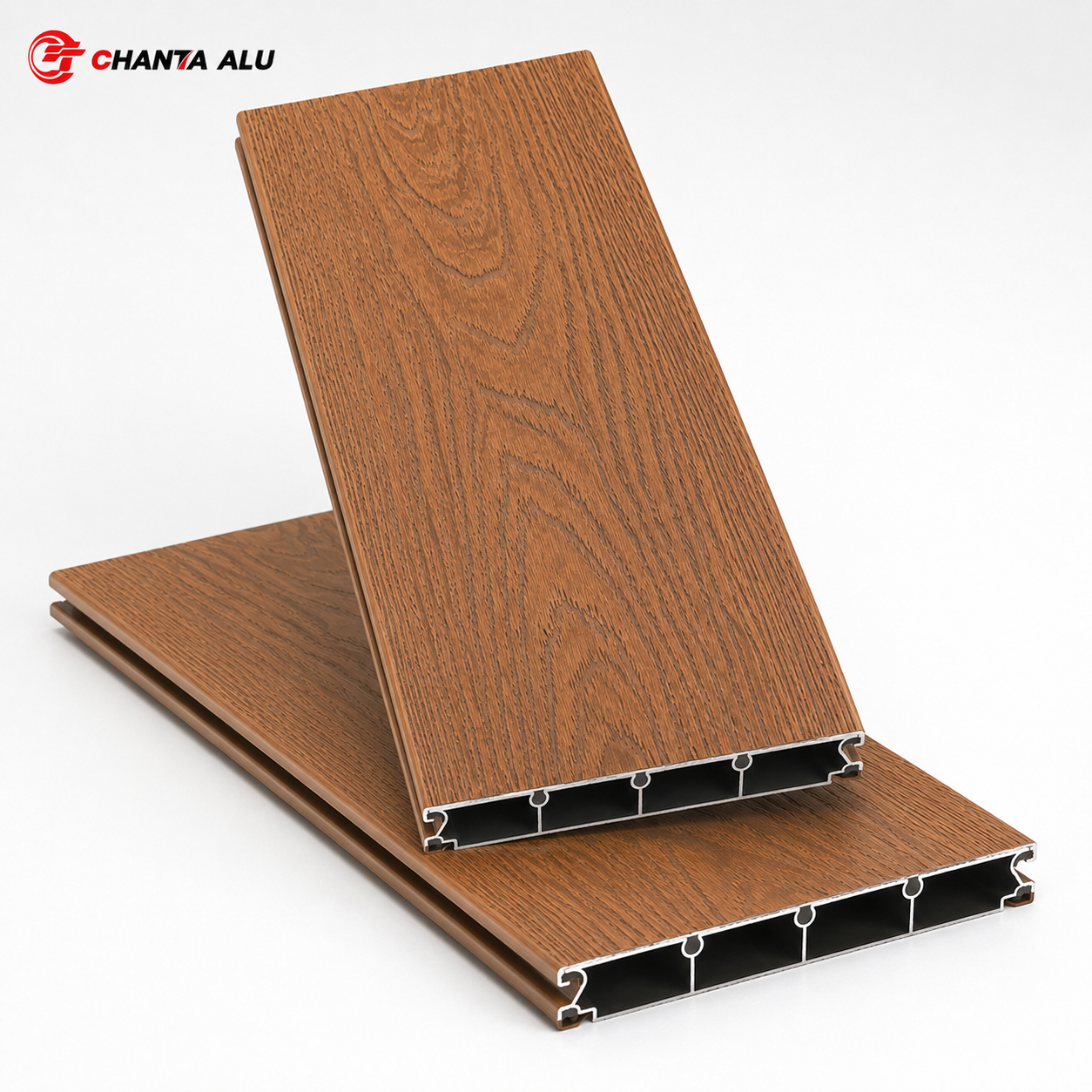 Outdoor Wood Grain TPE Co-Extruded Aluminum Decking thumbnail