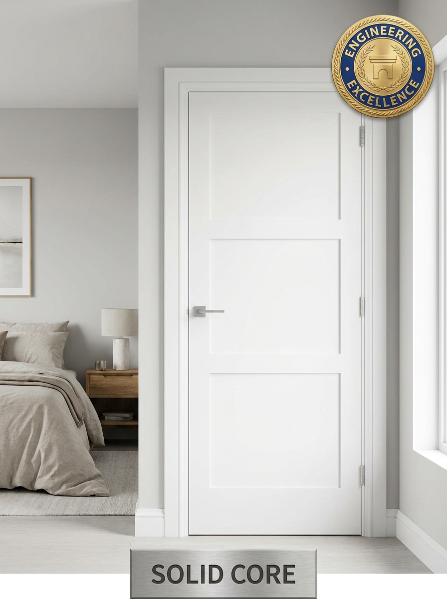 Chantadoor Modern Shaker Door Solid Wood Interior Panel Door Custom Size Bedroom Bathroom Home Office Design