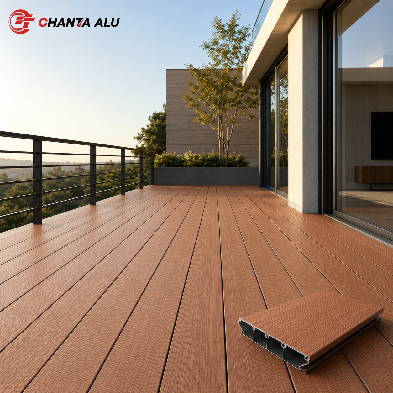 TPE Co-Extruded Aluminum Decking for Outdoor Terrace and Poolside Projects
